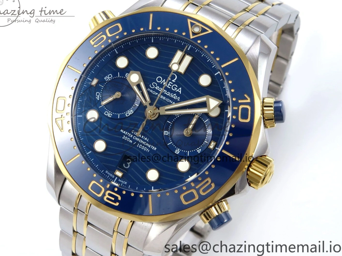 0306 Seamaster 300m Chrono SS YG OMF 1:1 Best Edition Blue Dial on SS YG Bracelet A Seasonal 7691